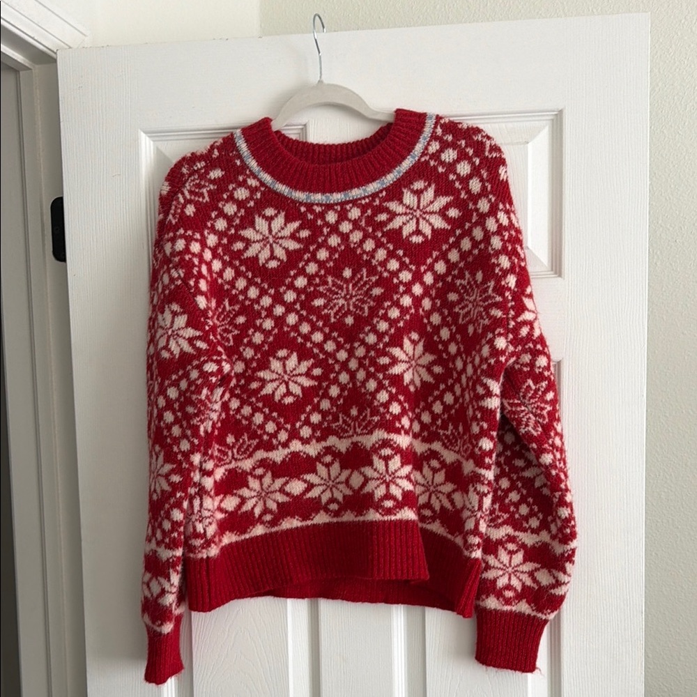Universal Thread Red and Cream Snowflake Sweater